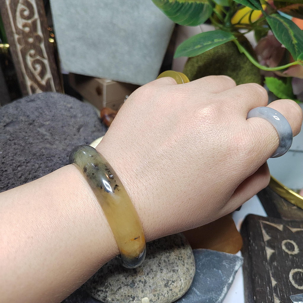 Certified Natural Xiuyan Jade Bangle “Amber Mist Glow” | Inner 57.1mm SL565 SL Precious