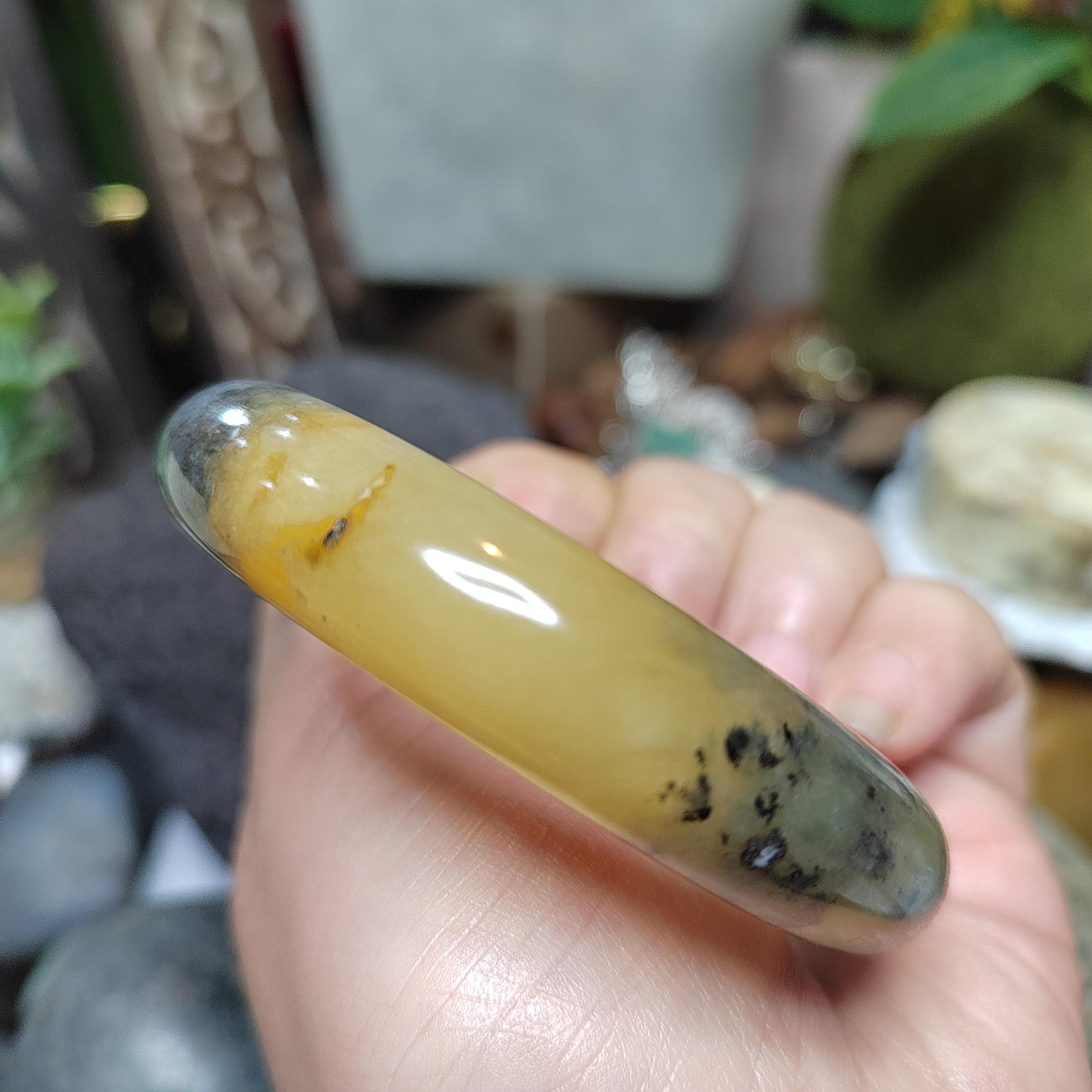 Certified Natural Xiuyan Jade Bangle “Amber Mist Glow” | Inner 57.1mm SL565 SL Precious