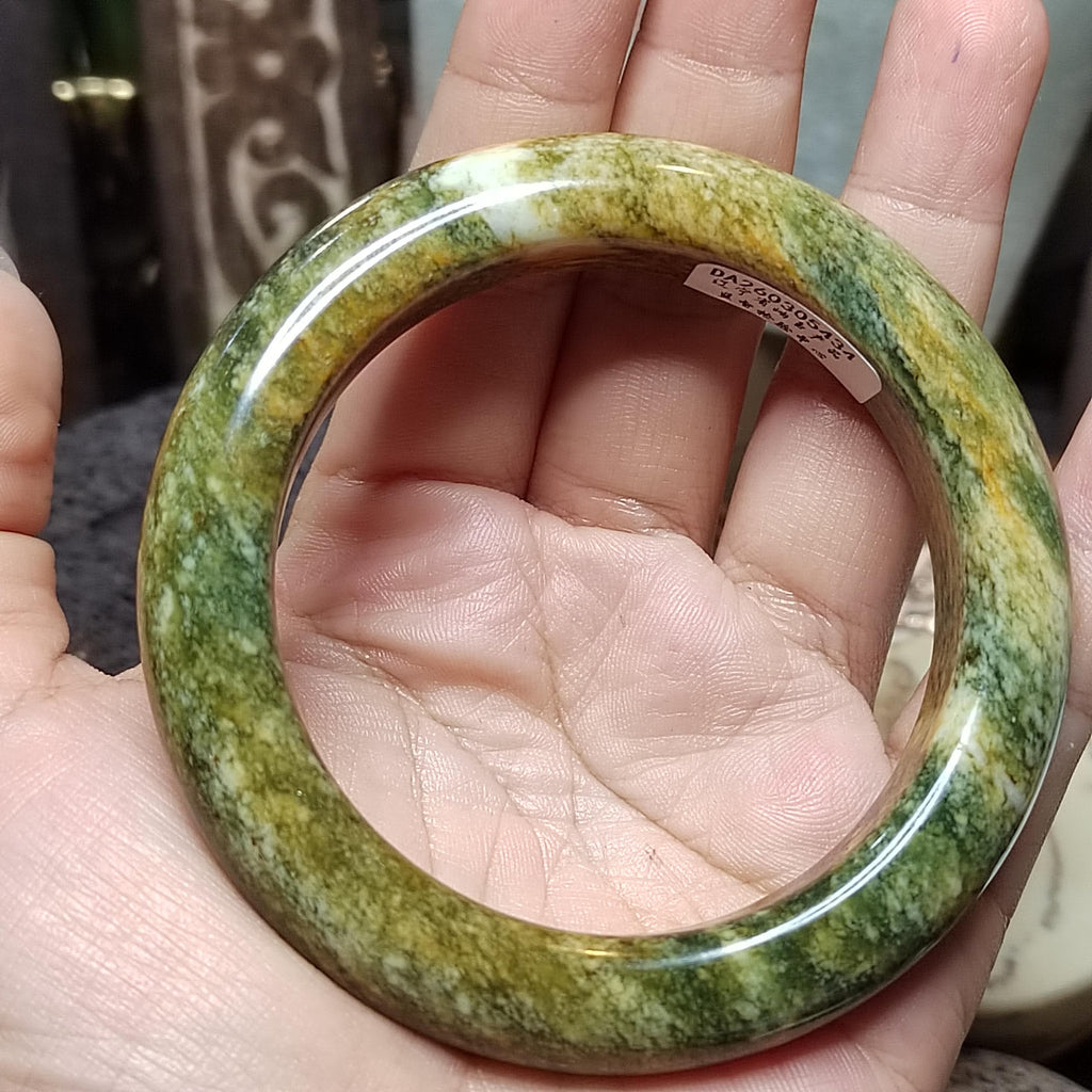 Certified Natural Xiuyan Jade Bangle “Celestial Clouds” | Inner 58.3 mm SL566 SL Precious