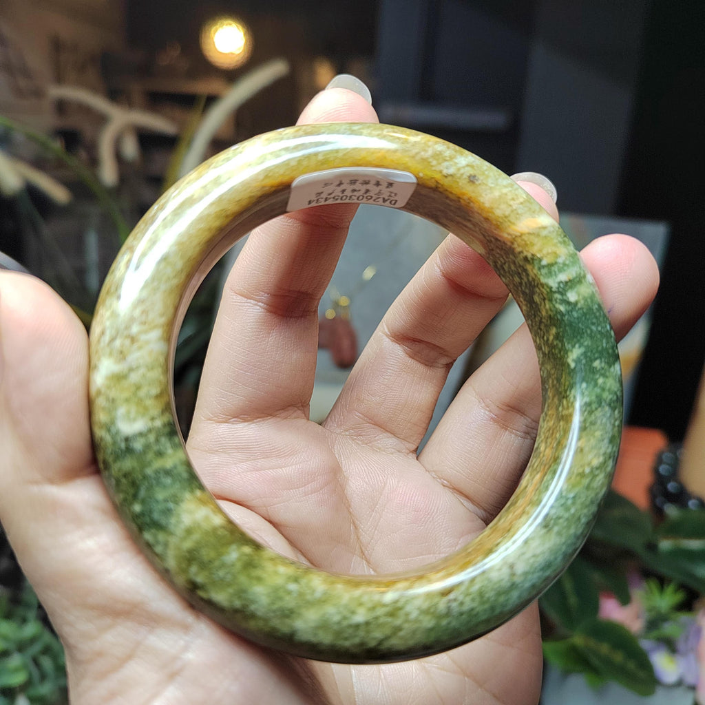 Certified Natural Xiuyan Jade Bangle “Celestial Clouds” | Inner 58.3 mm SL566 SL Precious
