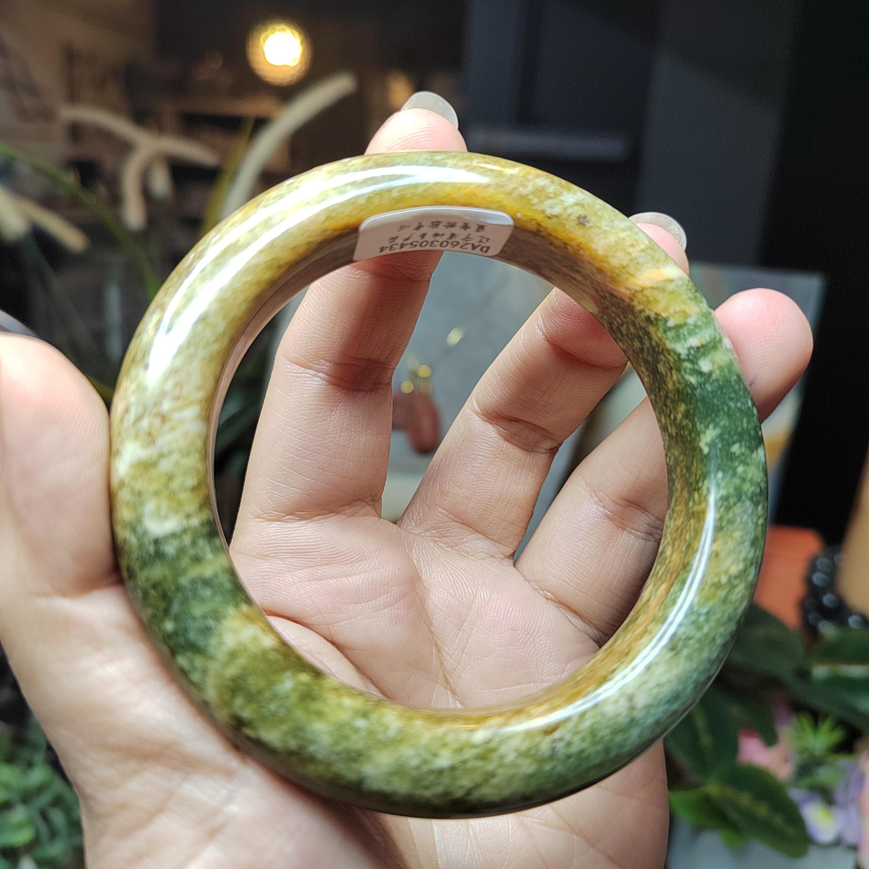 Certified Natural Xiuyan Jade Bangle “Celestial Clouds” | Inner 58.3 mm SL566 SL Precious