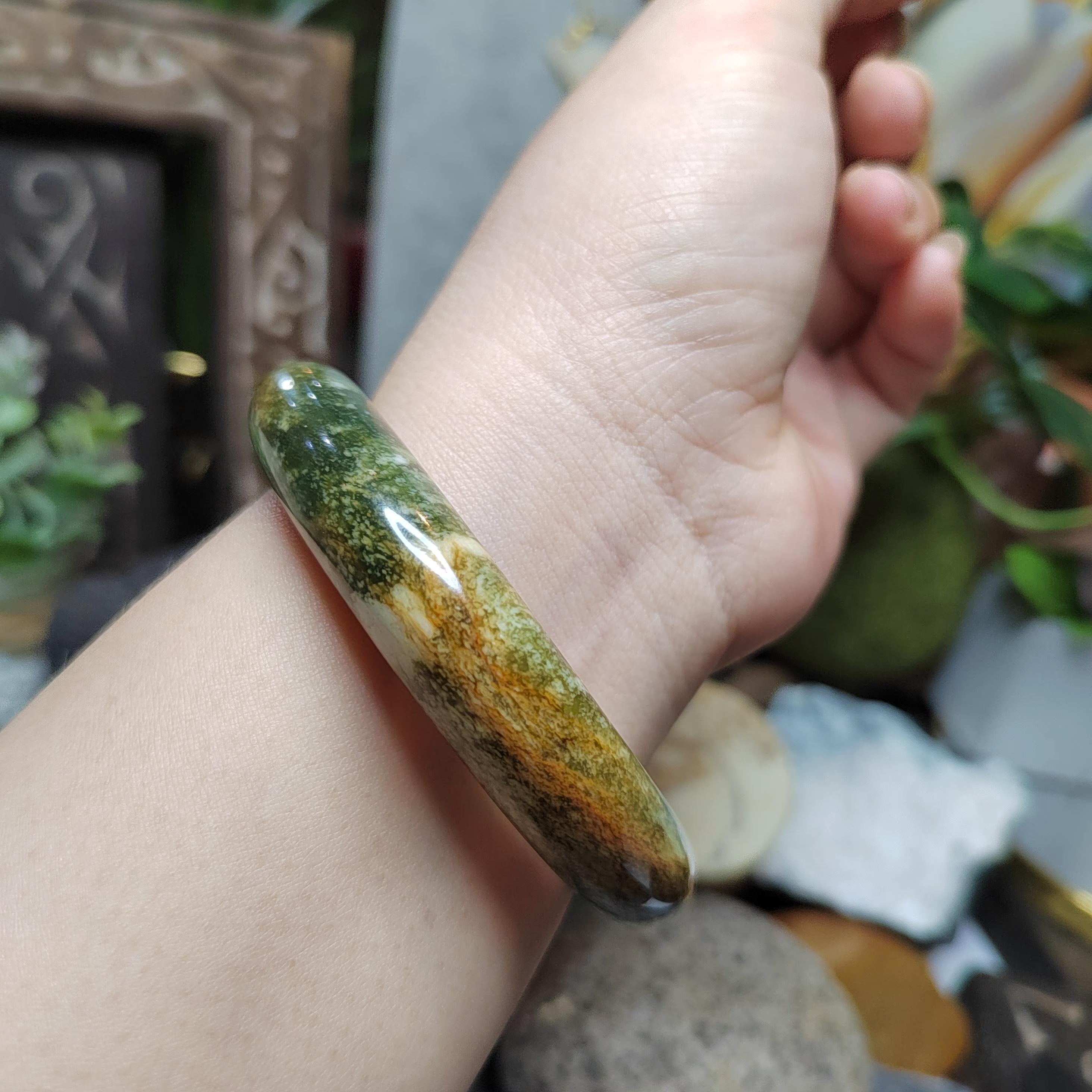 Certified Natural Xiuyan Jade Bangle “Celestial Clouds” | Inner 58.3 mm SL566 SL Precious