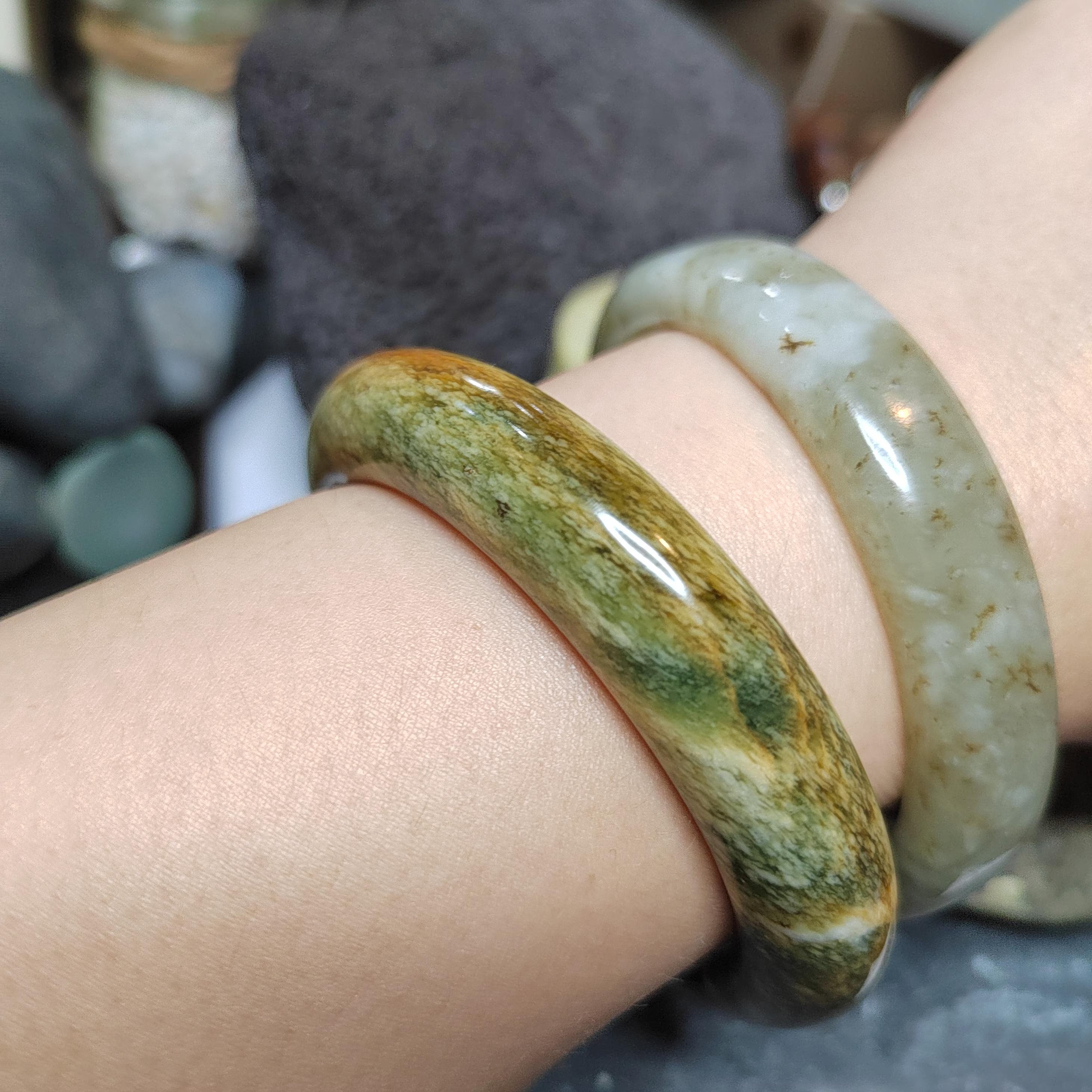 Certified Natural Xiuyan Jade Bangle “Celestial Clouds” | Inner 58.3 mm SL566 SL Precious
