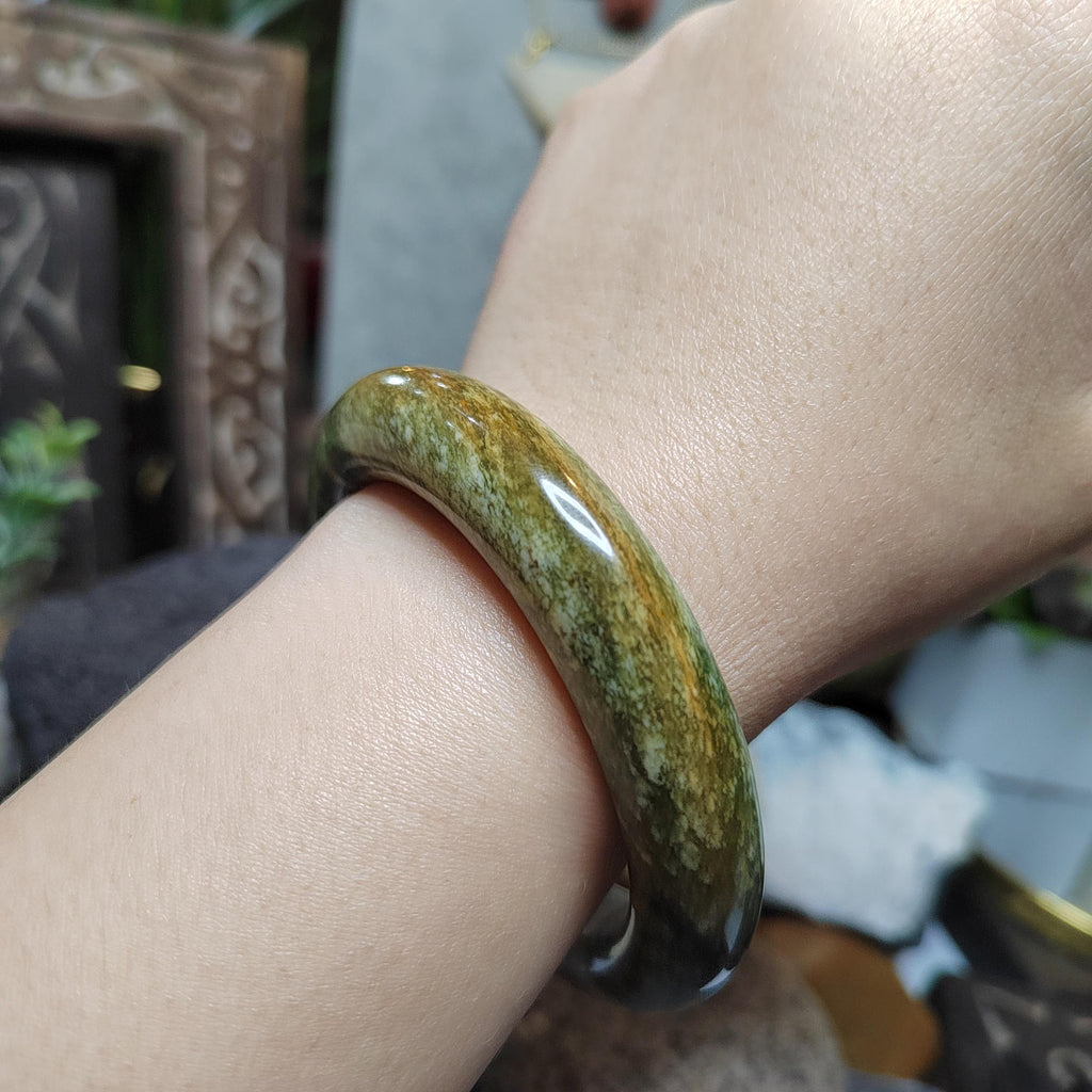 Certified Natural Xiuyan Jade Bangle “Celestial Clouds” | Inner 58.3 mm SL566 SL Precious