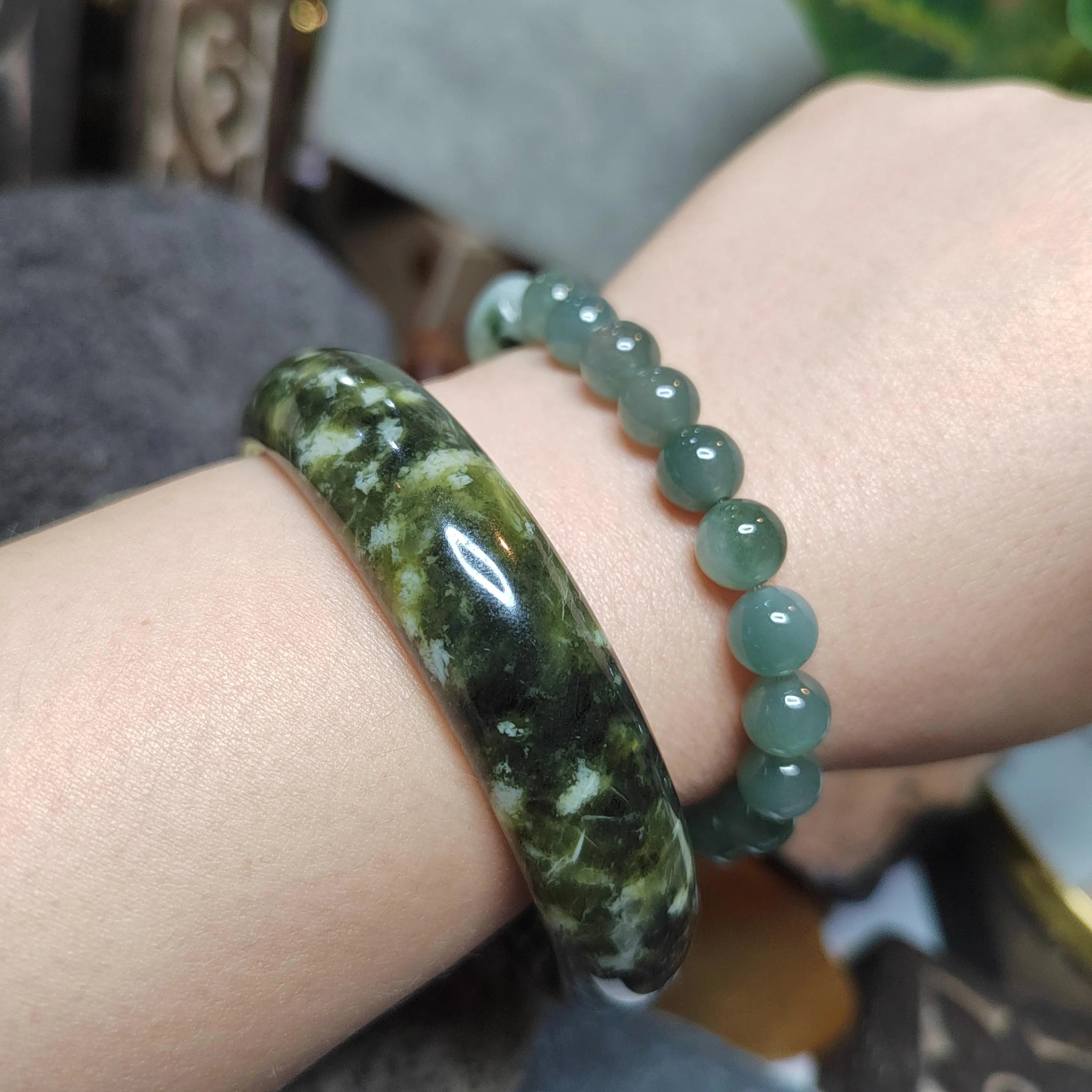 Certified Natural Xiuyan Jade Bangle “Ancient Forest” | Inner 61.7 mm SL567 SL Precious