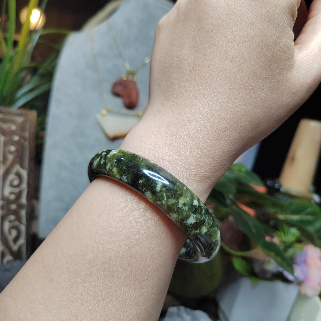 Certified Natural Xiuyan Jade Bangle “Ancient Forest” | Inner 61.7 mm SL567 SL Precious