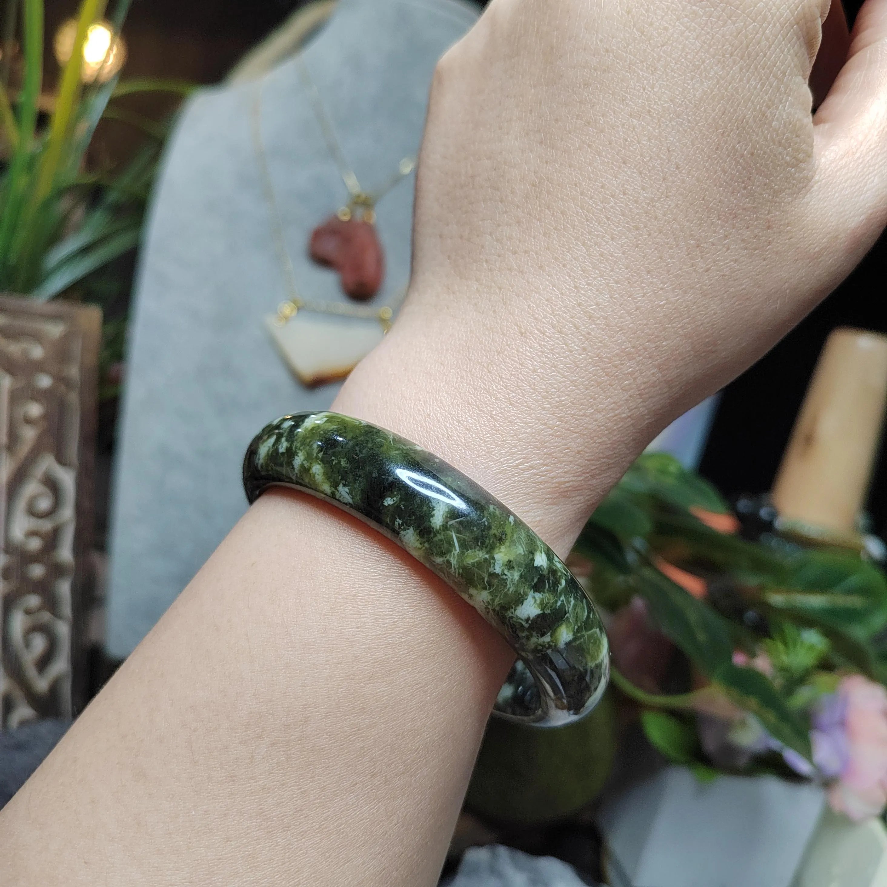 Certified Natural Xiuyan Jade Bangle “Ancient Forest” | Inner 61.7 mm SL567 SL Precious