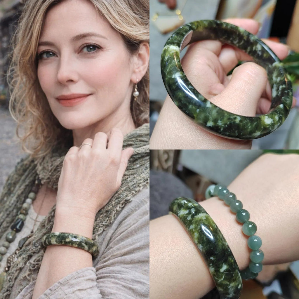 Certified Natural Xiuyan Jade Bangle “Ancient Forest” | Inner 61.7 mm SL567 SL Precious