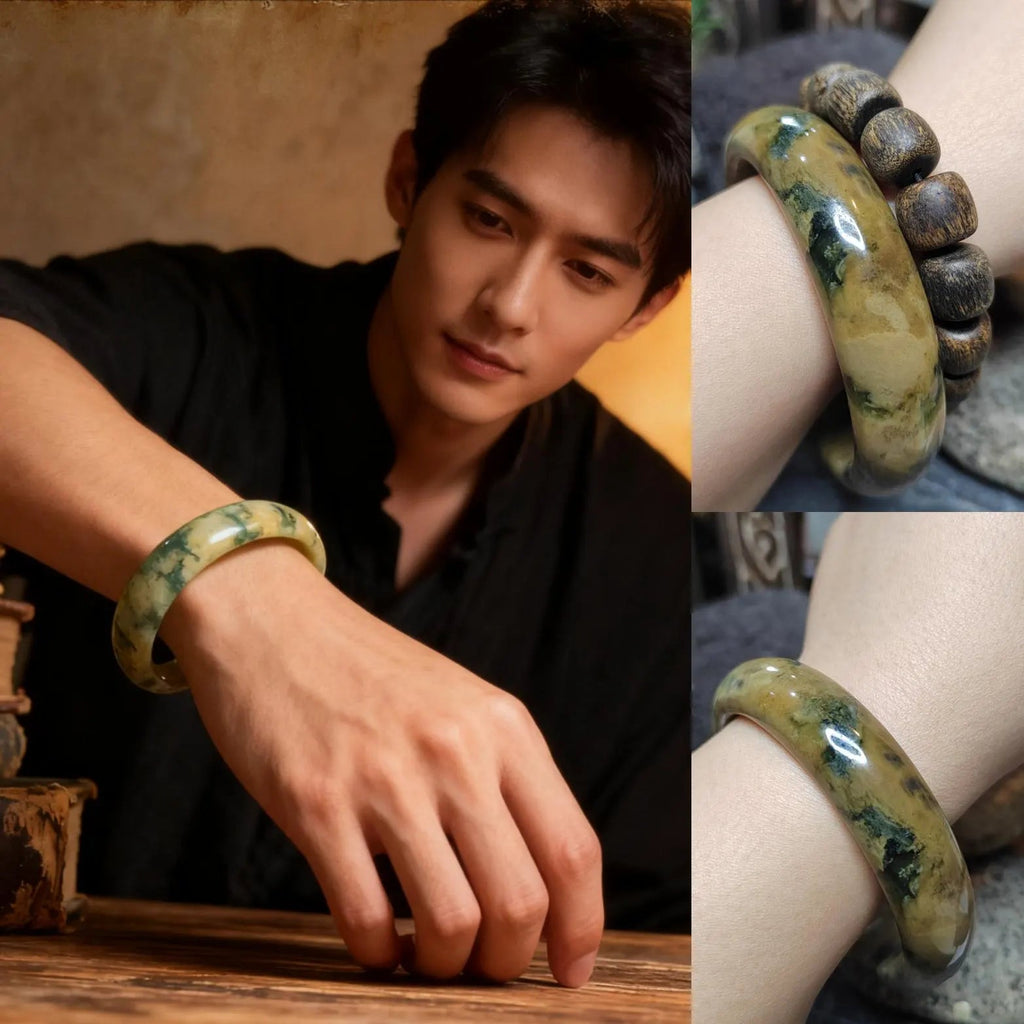 Certified Natural Xiuyan Jade Bangle “Tiger-Stripe Harmony” | Inner 64mm SL563 SL Precious