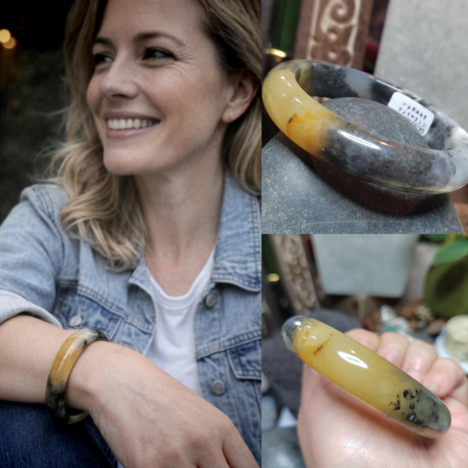 Certified Natural Xiuyan Jade Bangle “Amber Mist Glow” | Inner 57.1mm SL565 SL Precious