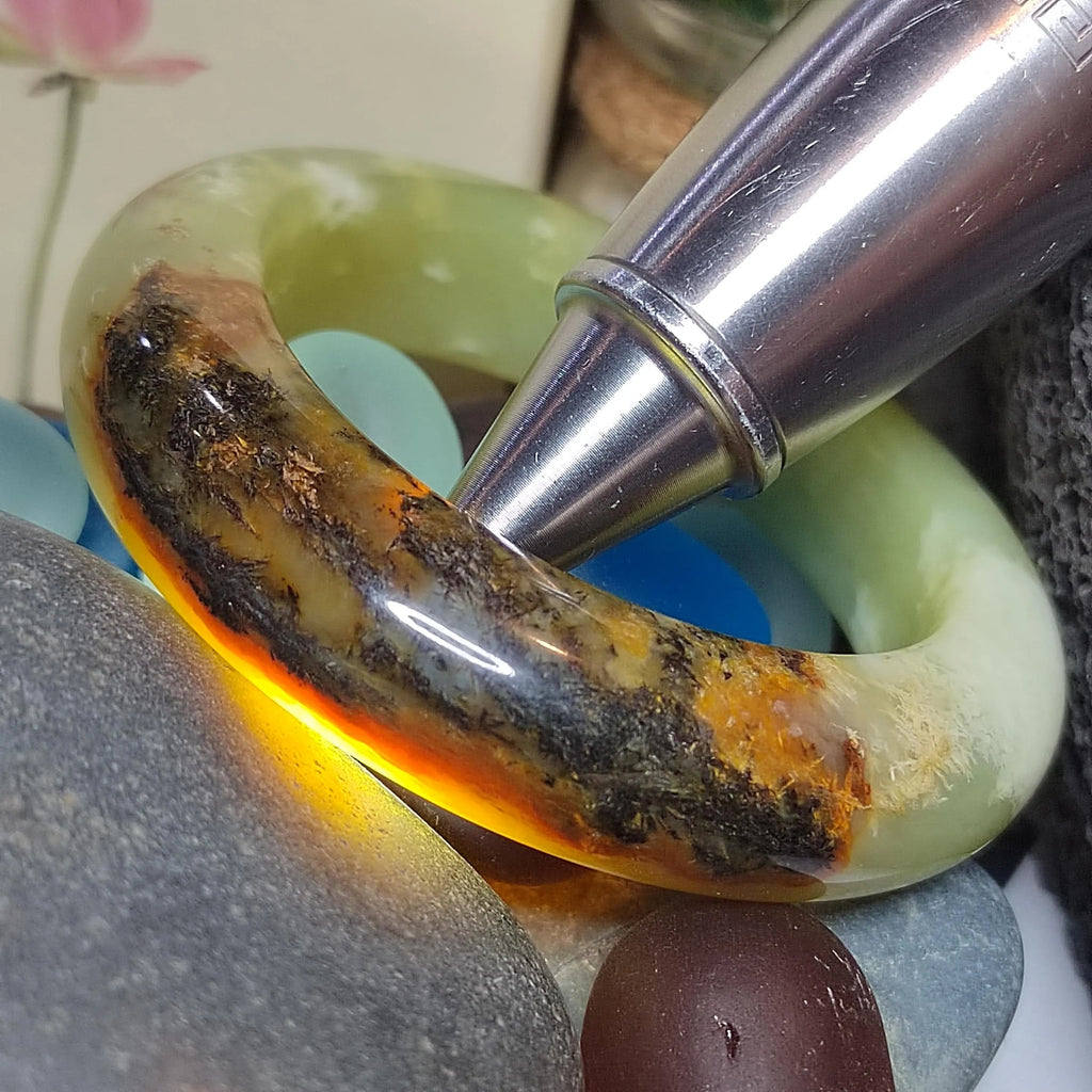 Certified Natural Xiuyan Jade Bangle | “Floating Flower & Natural Oil Painting Jade” 57.4mm SL551 SL Precious