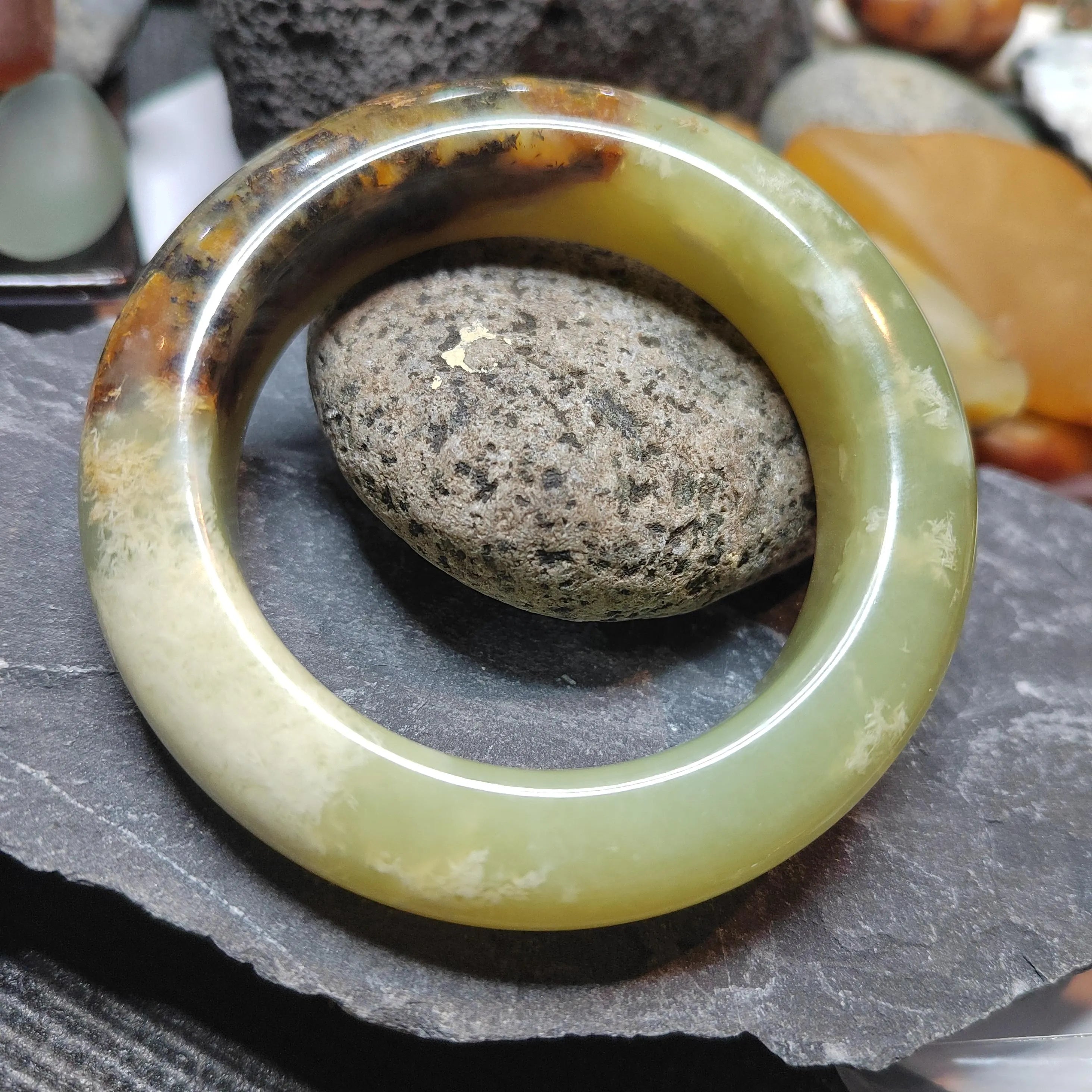Certified Natural Xiuyan Jade Bangle | “Floating Flower & Natural Oil Painting Jade” 57.4mm SL551 SL Precious