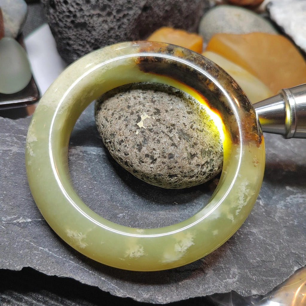 Certified Natural Xiuyan Jade Bangle | “Floating Flower & Natural Oil Painting Jade” 57.4mm SL551 SL Precious