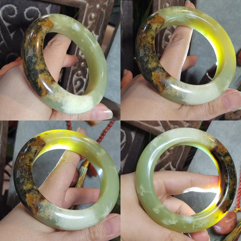Certified Natural Xiuyan Jade Bangle | “Floating Flower & Natural Oil Painting Jade” 57.4mm SL551 SL Precious