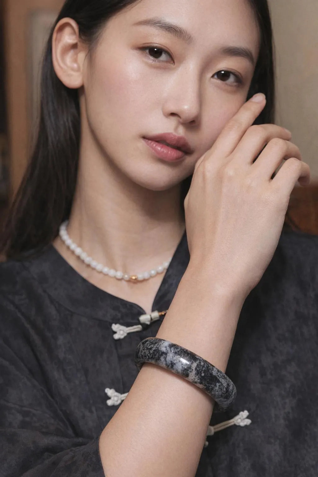 Certified Rare Large Natural Xiuyan Jade Bangle “Ink Cloud Elegance” 59.9mm | SL553 SL Precious
