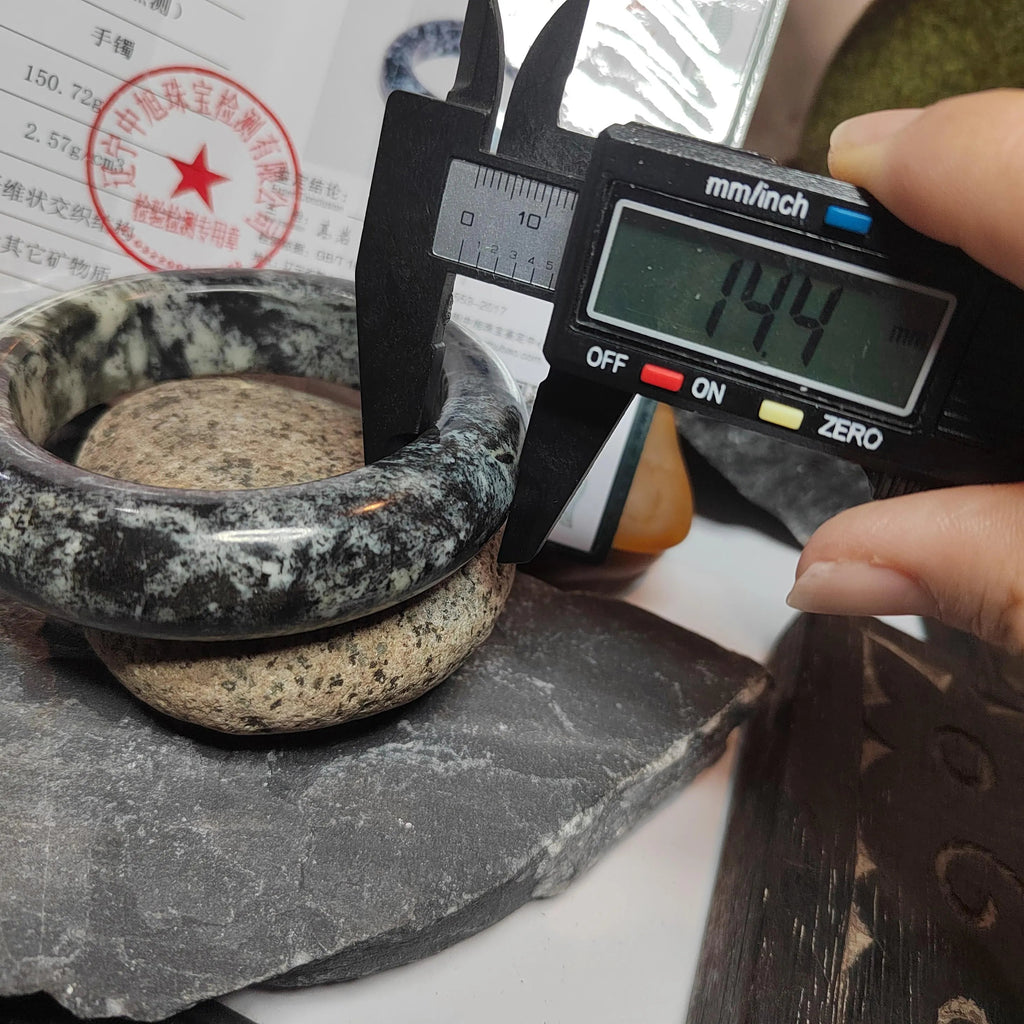 Certified Rare Large Natural Xiuyan Jade Bangle “Ink Cloud Elegance” 59.9mm | SL553 SL Precious