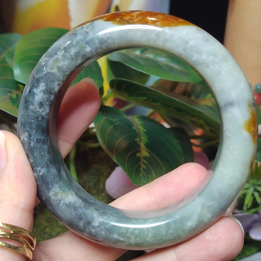 Certified Natural Xiuyan Golden Mark Jade Bangle “Ink & Gold Harmony” 57.5mm | SL554 SL Precious