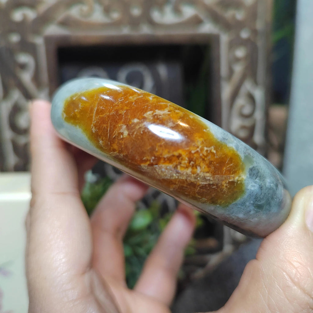 Certified Natural Xiuyan Golden Mark Jade Bangle “Ink & Gold Harmony” 57.5mm | SL554 SL Precious
