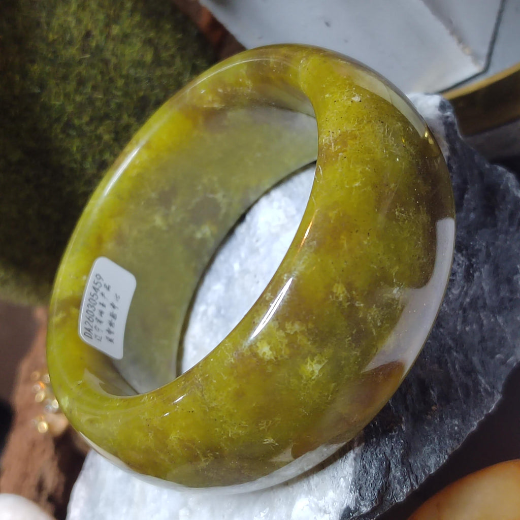 Certified Lemon Yellow Floating Flower Natural Xiuyan Jade Bangle 58.9mm Inner | SL556 SL Precious