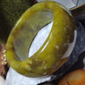 Certified Lemon Yellow Floating Flower Natural Xiuyan Jade Bangle 58.9mm Inner | SL556 SL Precious
