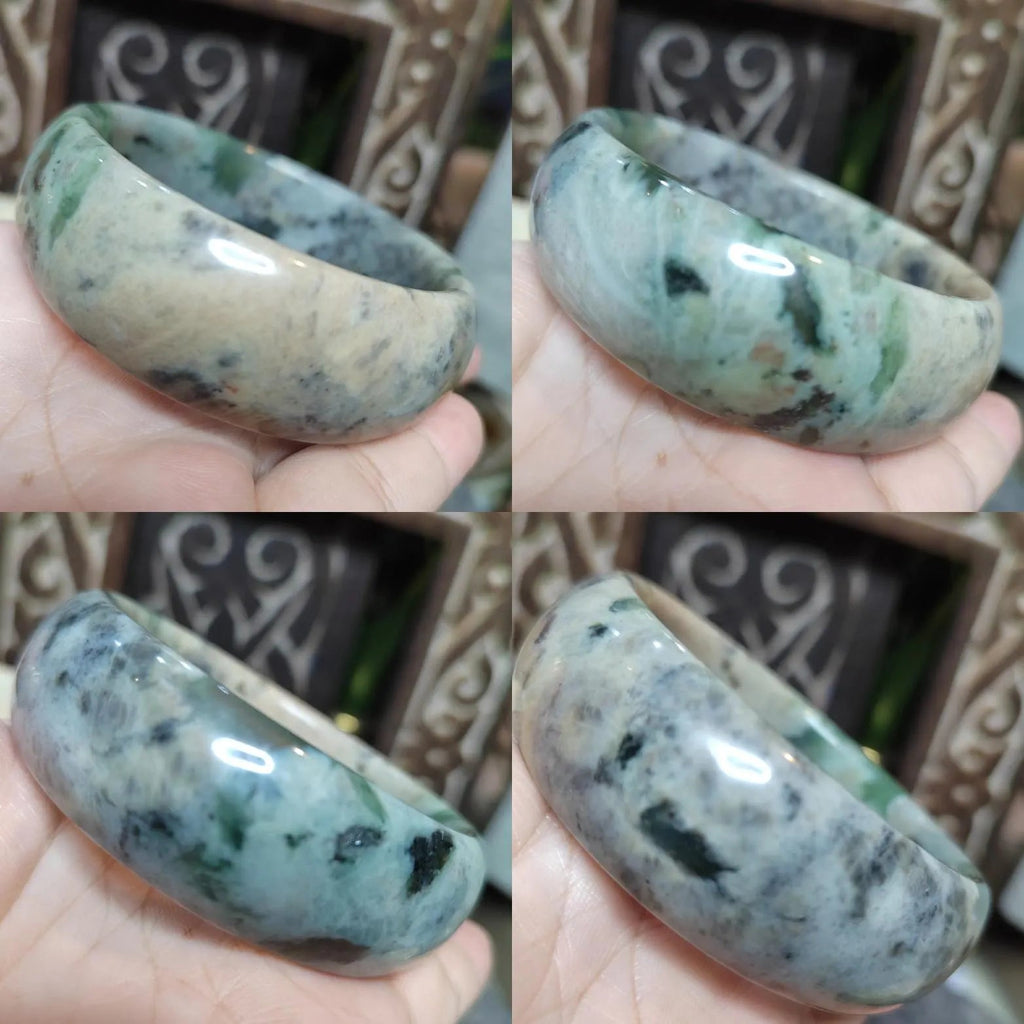 Certified Natural Xiuyan Jade Bangle 57.4mm – Autumn Bloom Design SL557 SL Precious