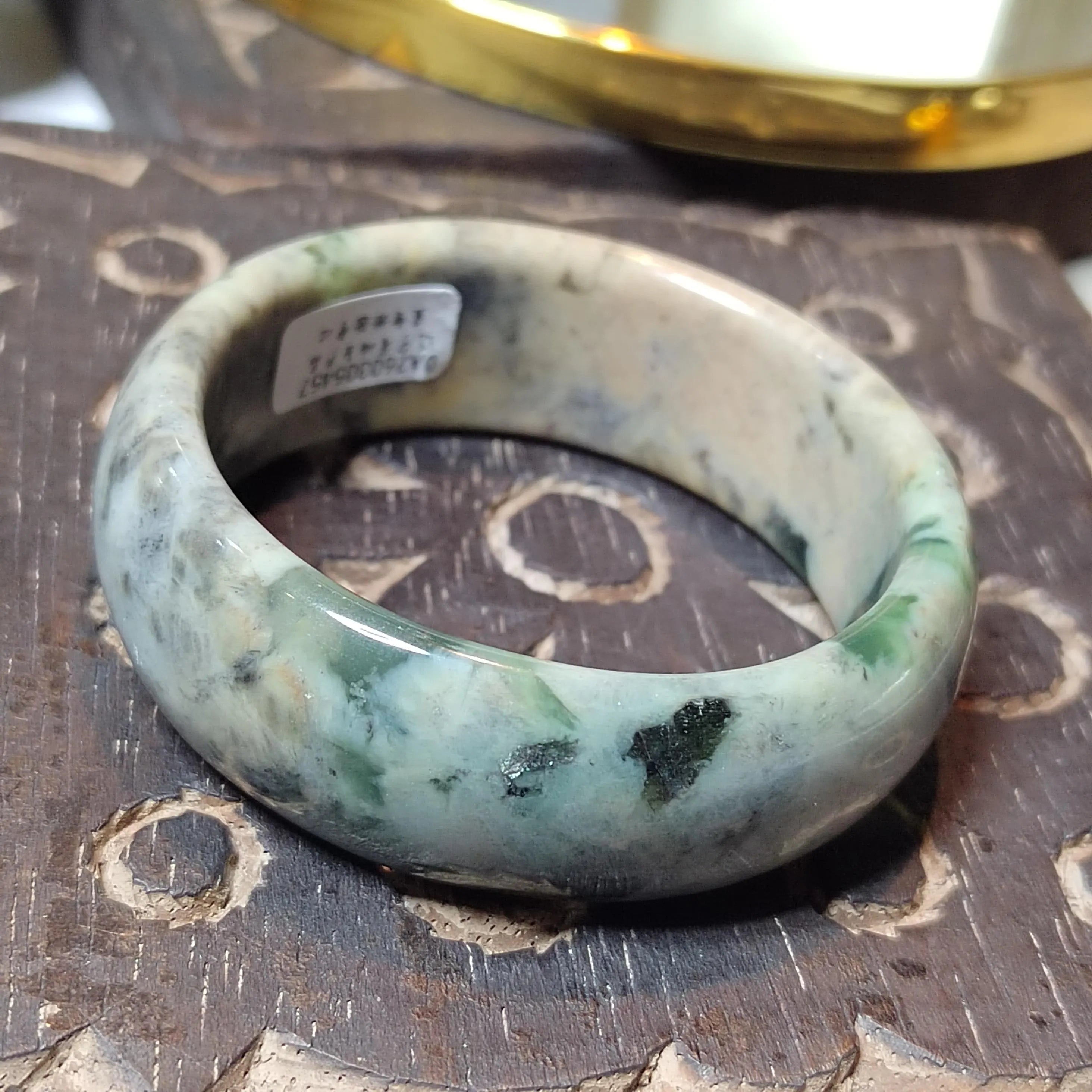 Certified Natural Xiuyan Jade Bangle 57.4mm – Autumn Bloom Design SL557 SL Precious