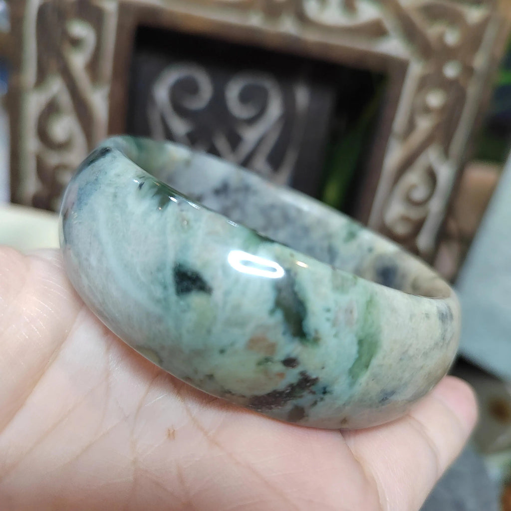 Certified Natural Xiuyan Jade Bangle 57.4mm – Autumn Bloom Design SL557 SL Precious
