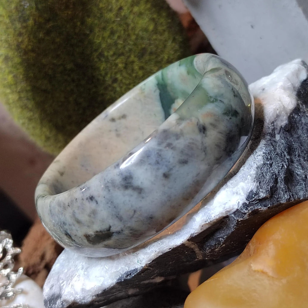 Certified Natural Xiuyan Jade Bangle 57.4mm – Autumn Bloom Design SL557 SL Precious