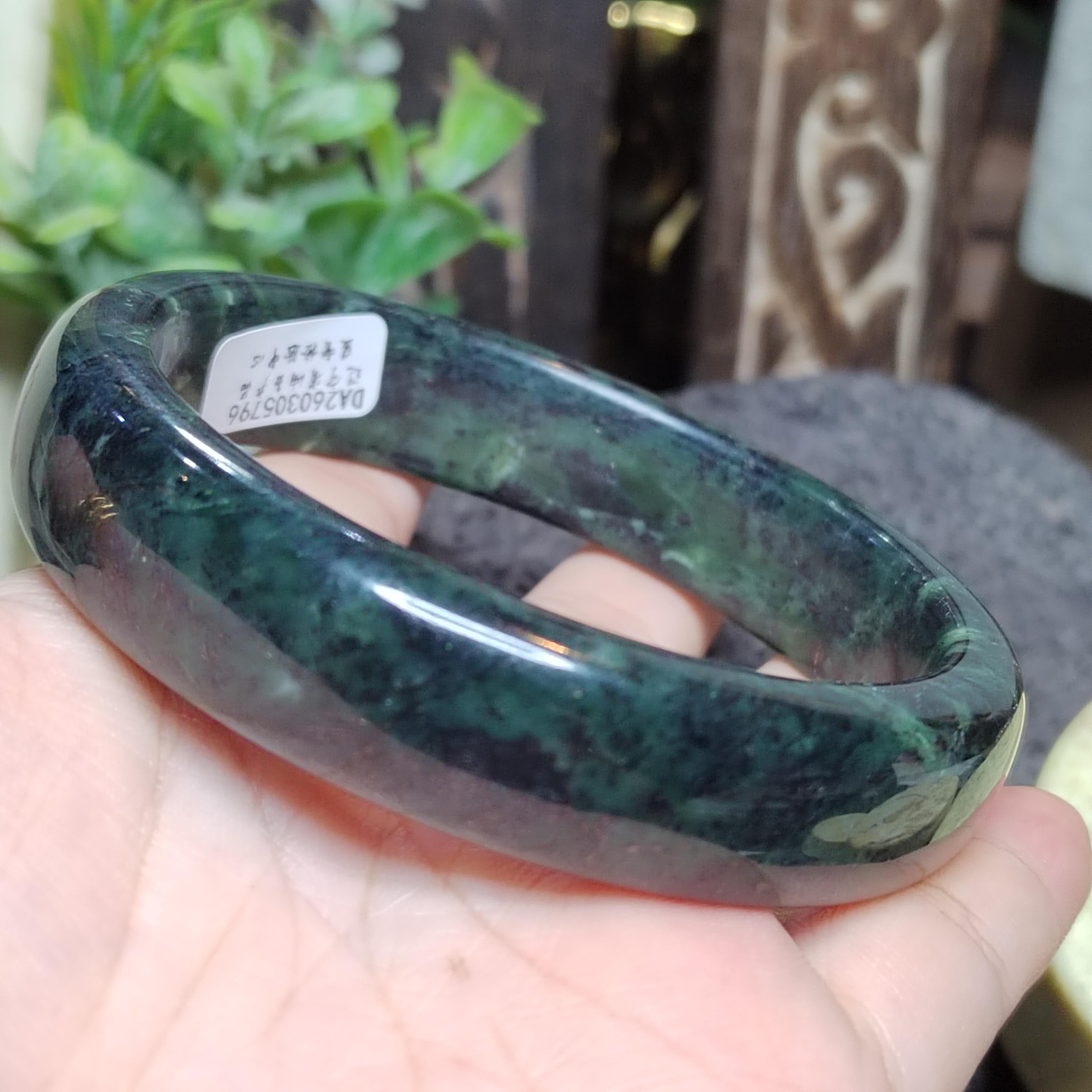 Certified Natural Xiuyan Jade Bangle 65.3mm – Ink Glow Forest SL558 SL Precious
