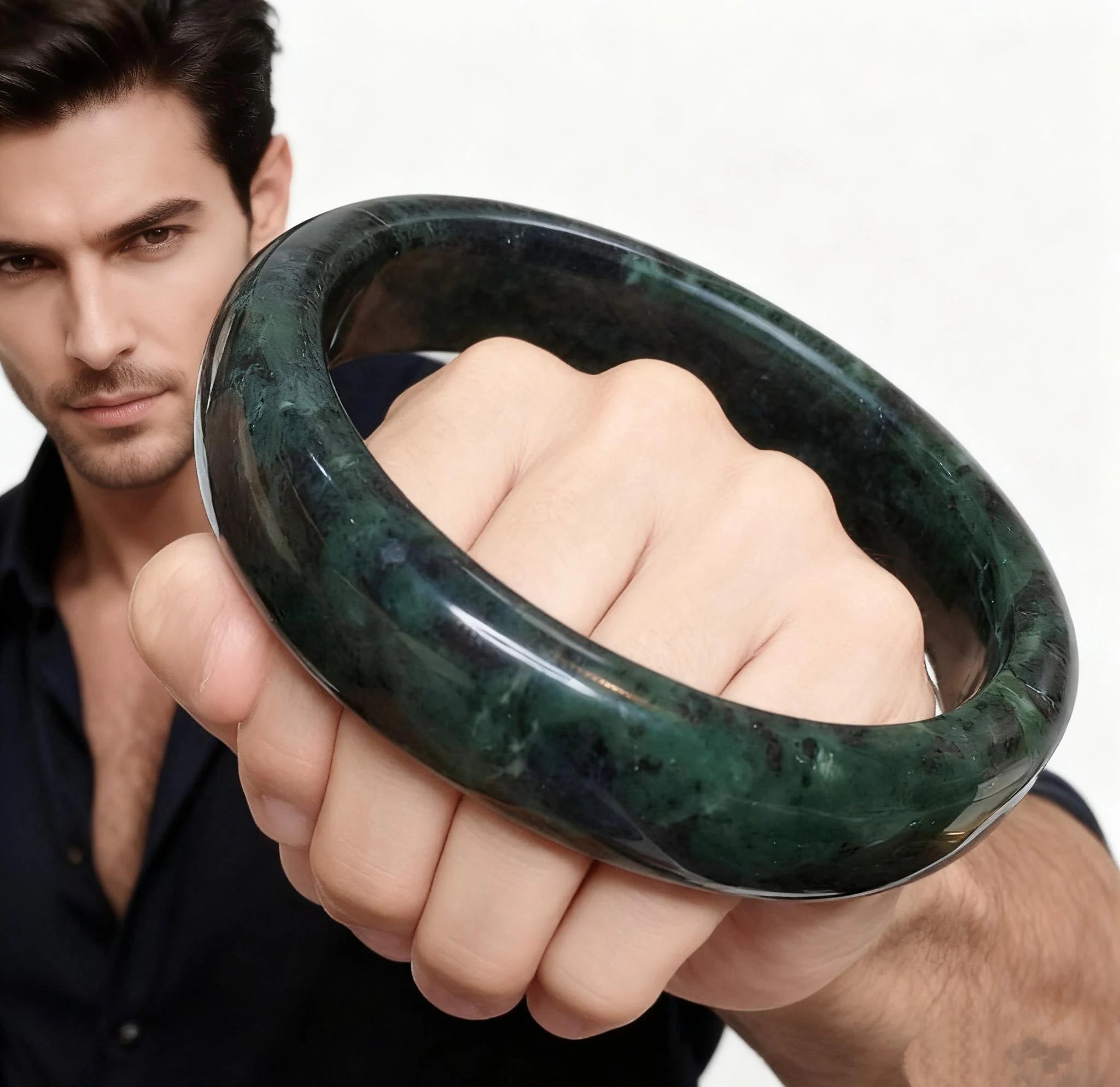 Certified Natural Xiuyan Jade Bangle 65.3mm – Ink Glow Forest SL558 SL Precious