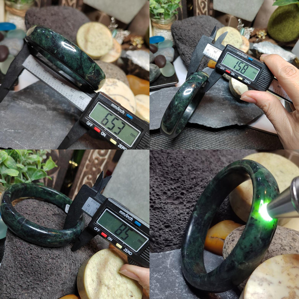 Certified Natural Xiuyan Jade Bangle 65.3mm – Ink Glow Forest SL558 SL Precious