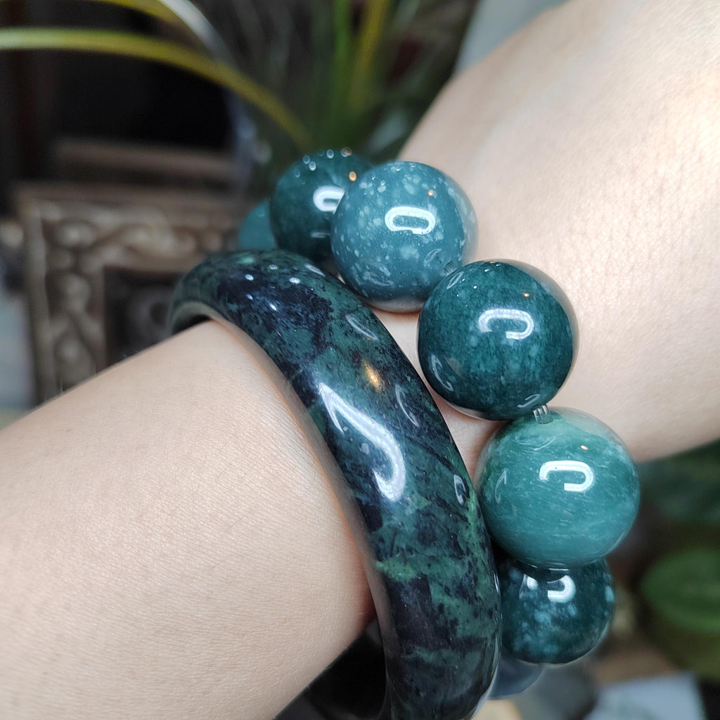 Certified Natural Xiuyan Jade Bangle 65.3mm – Ink Glow Forest SL558 SL Precious