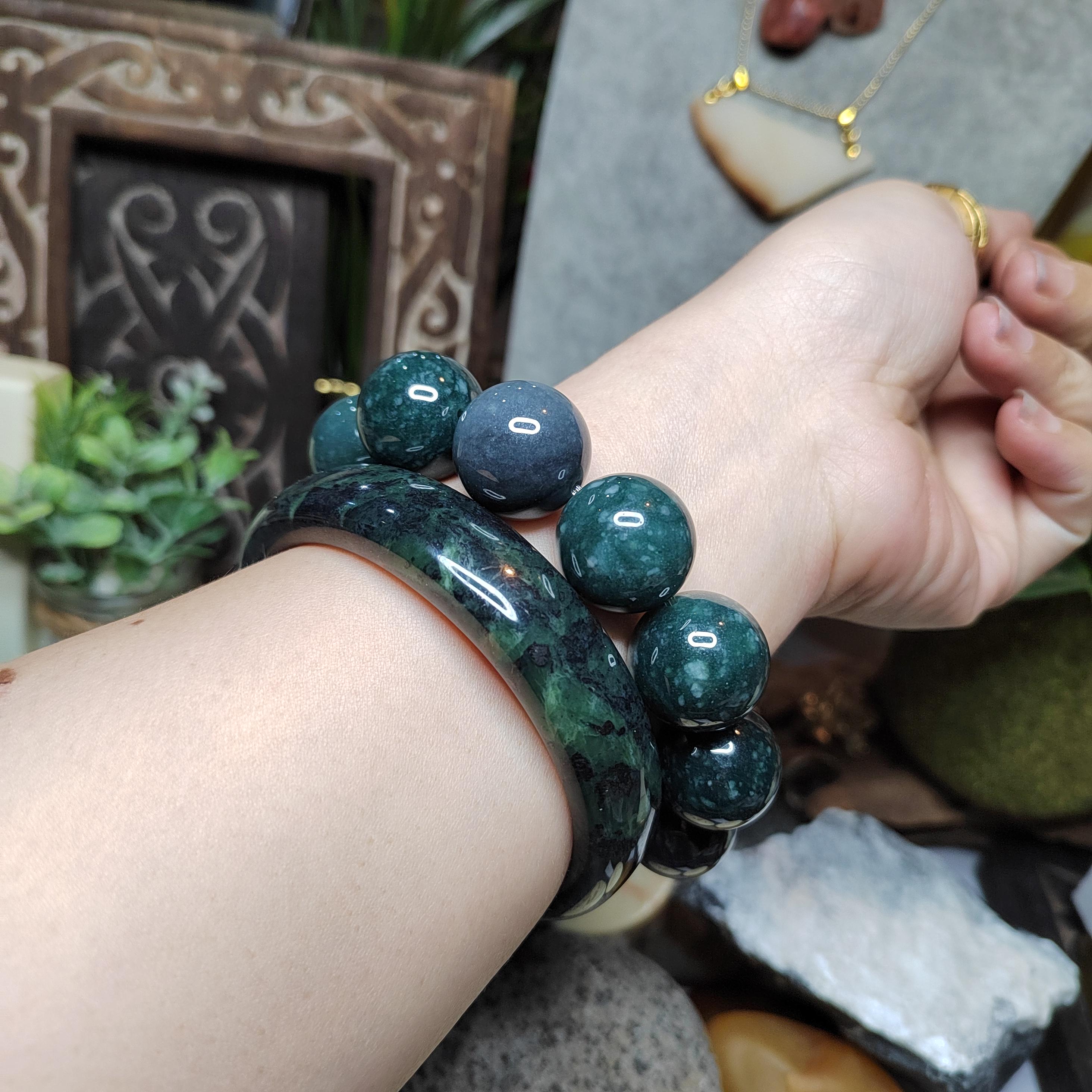 Certified Natural Xiuyan Jade Bangle 65.3mm – Ink Glow Forest SL558 SL Precious