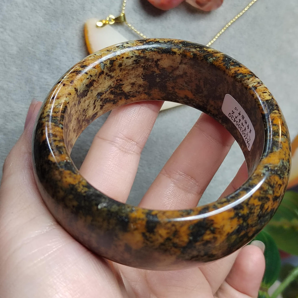 Certified Natural Xiuyan Jade Bangle 59.6mm | Ink‑Wash Harmony SL559 SL Precious