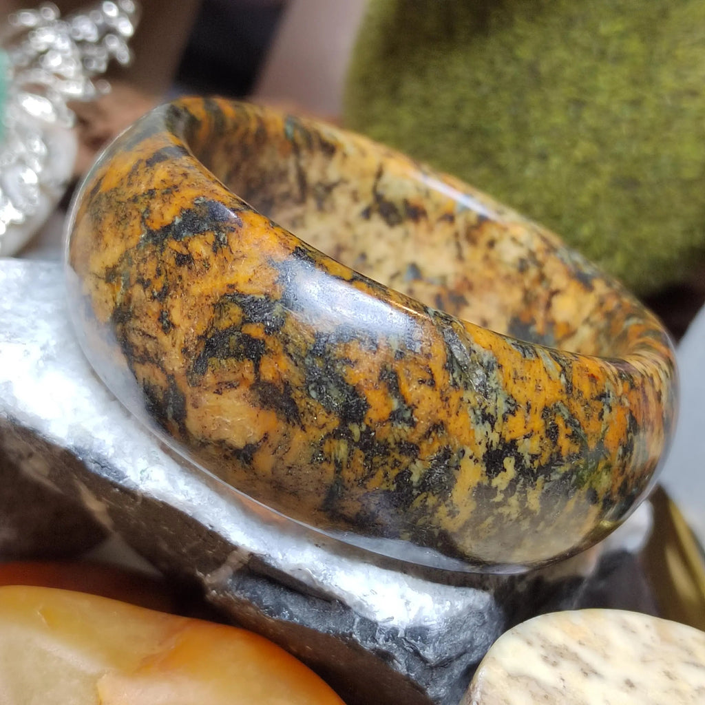 Certified Natural Xiuyan Jade Bangle 59.6mm | Ink‑Wash Harmony SL559 SL Precious