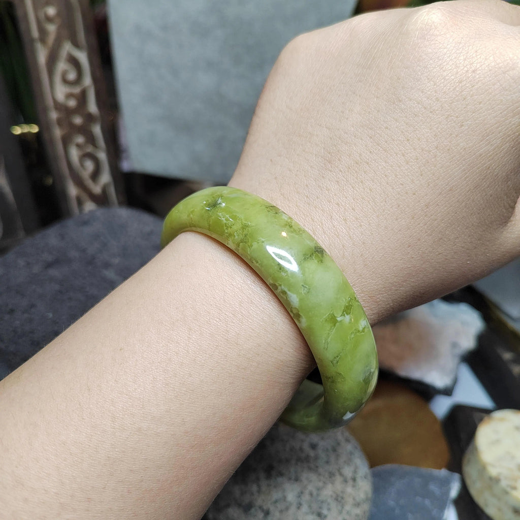 Certified Natural Unisex Apple Green Natural Xiuyan Jade Bangle 63.4mm | SL560 SL Precious