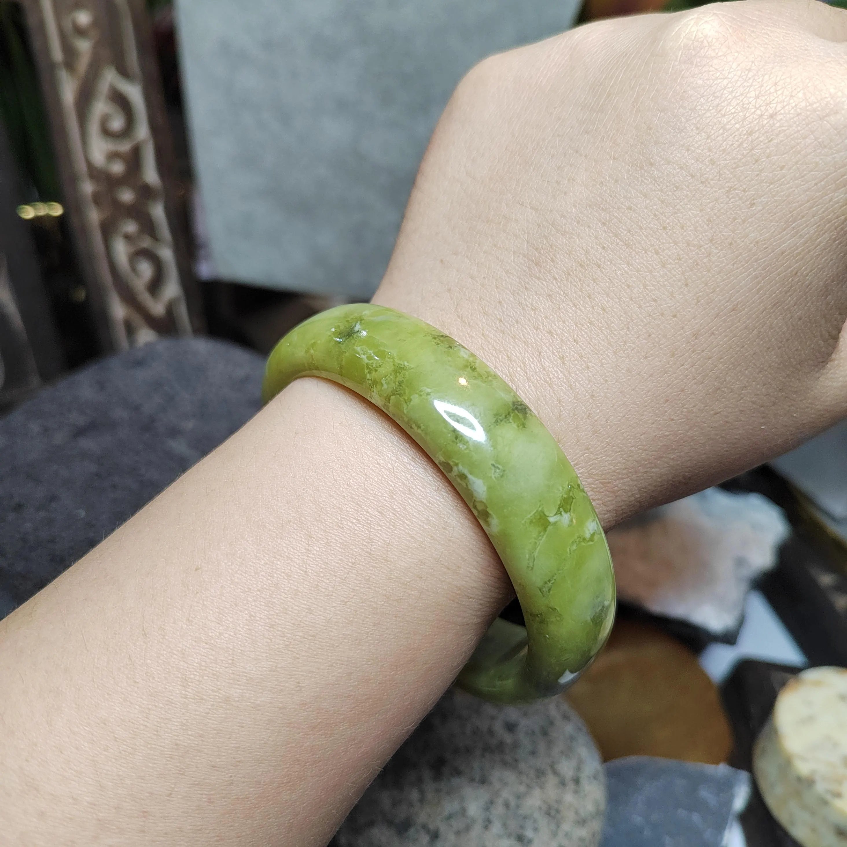 Certified Natural Unisex Apple Green Natural Xiuyan Jade Bangle 63.4mm | SL560 SL Precious