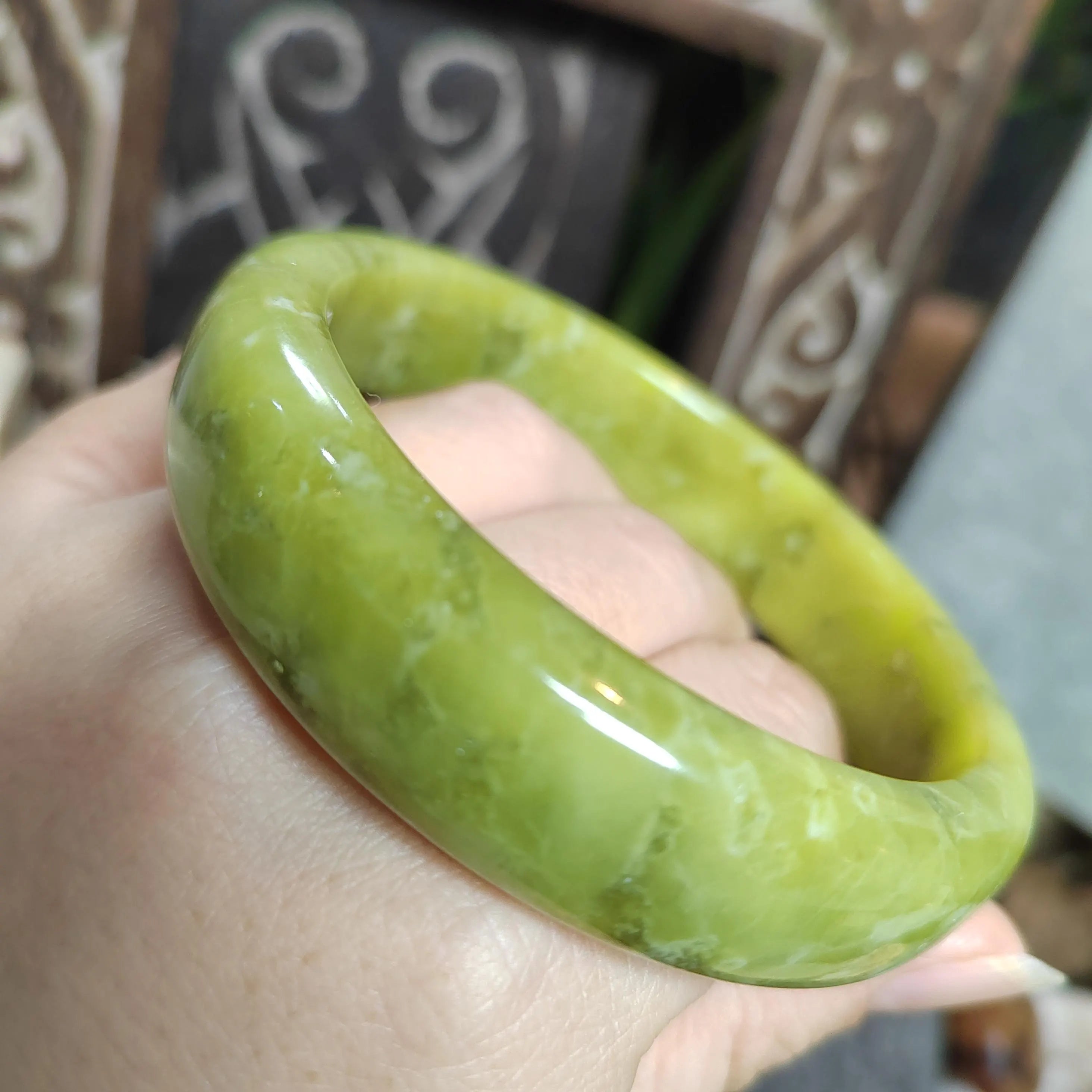 Certified Natural Unisex Apple Green Natural Xiuyan Jade Bangle 63.4mm | SL560 SL Precious