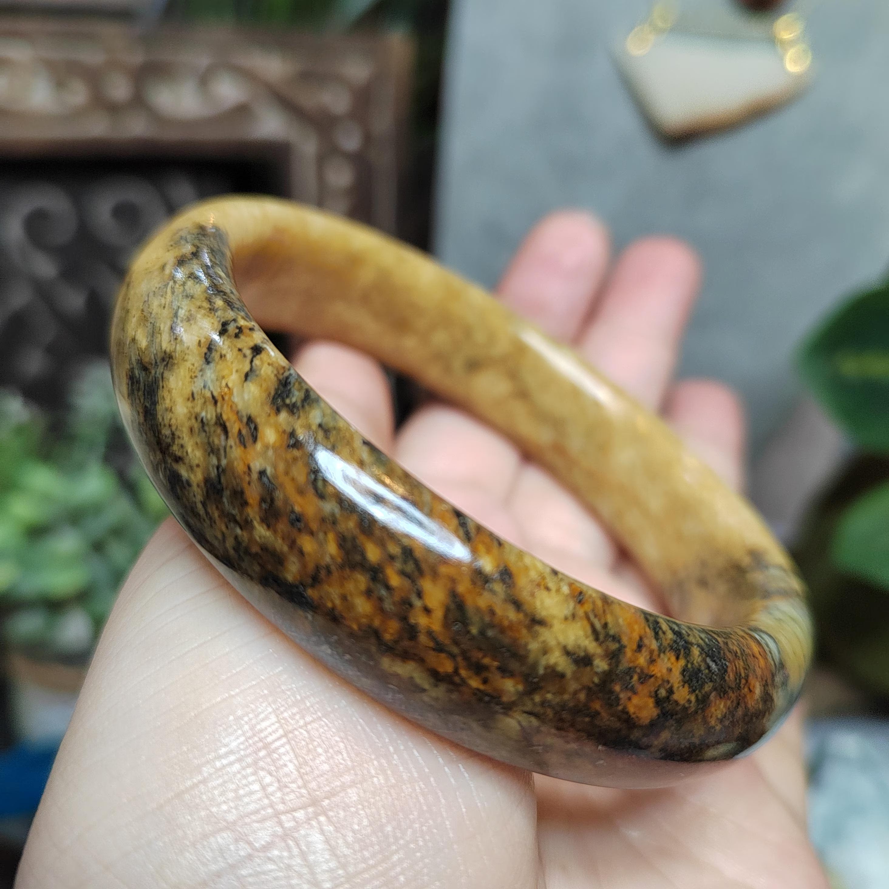 Certified Natural Xiuyan Jade Bangle 64.4mm Unisex SL562 SL Precious
