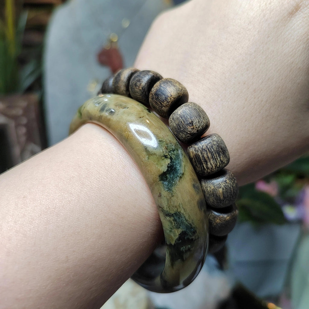 Certified Natural Xiuyan Jade Bangle “Tiger-Stripe Harmony” | Inner 64mm SL563 SL Precious