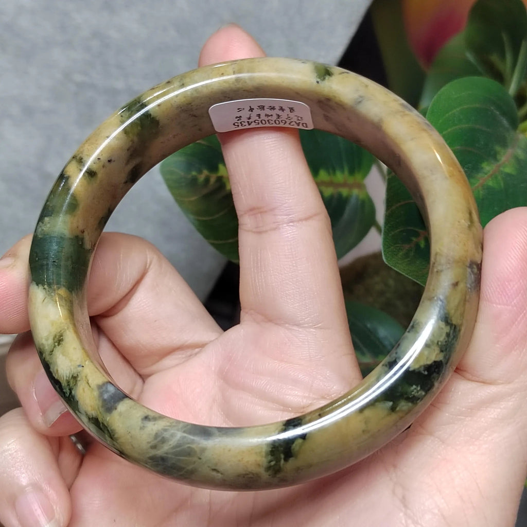 Certified Natural Xiuyan Jade Bangle “Tiger-Stripe Harmony” | Inner 64mm SL563 SL Precious