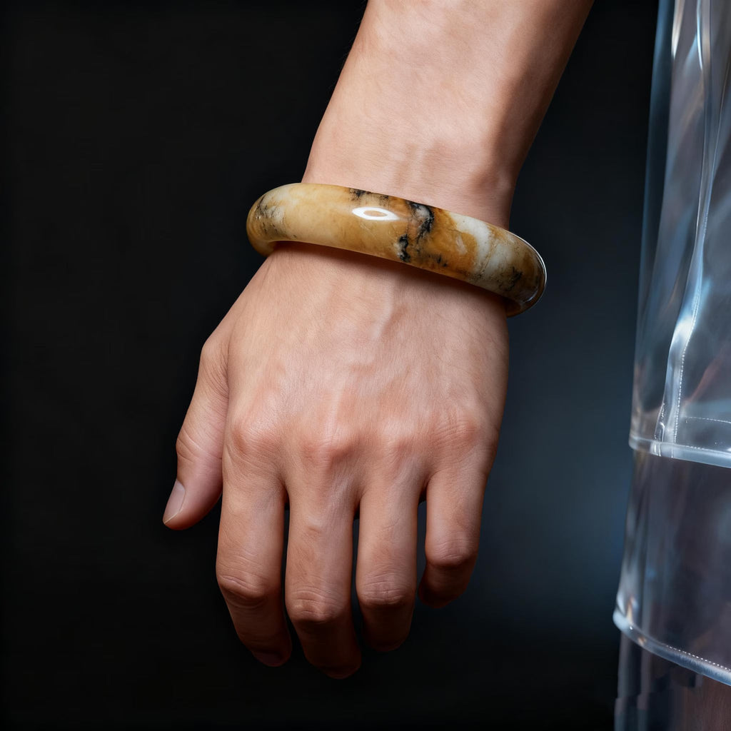 Certified Natural Xiuyan Jade Bangle “Ink & Amber Fortune” | Inner 64.8mm SL564 SL Precious
