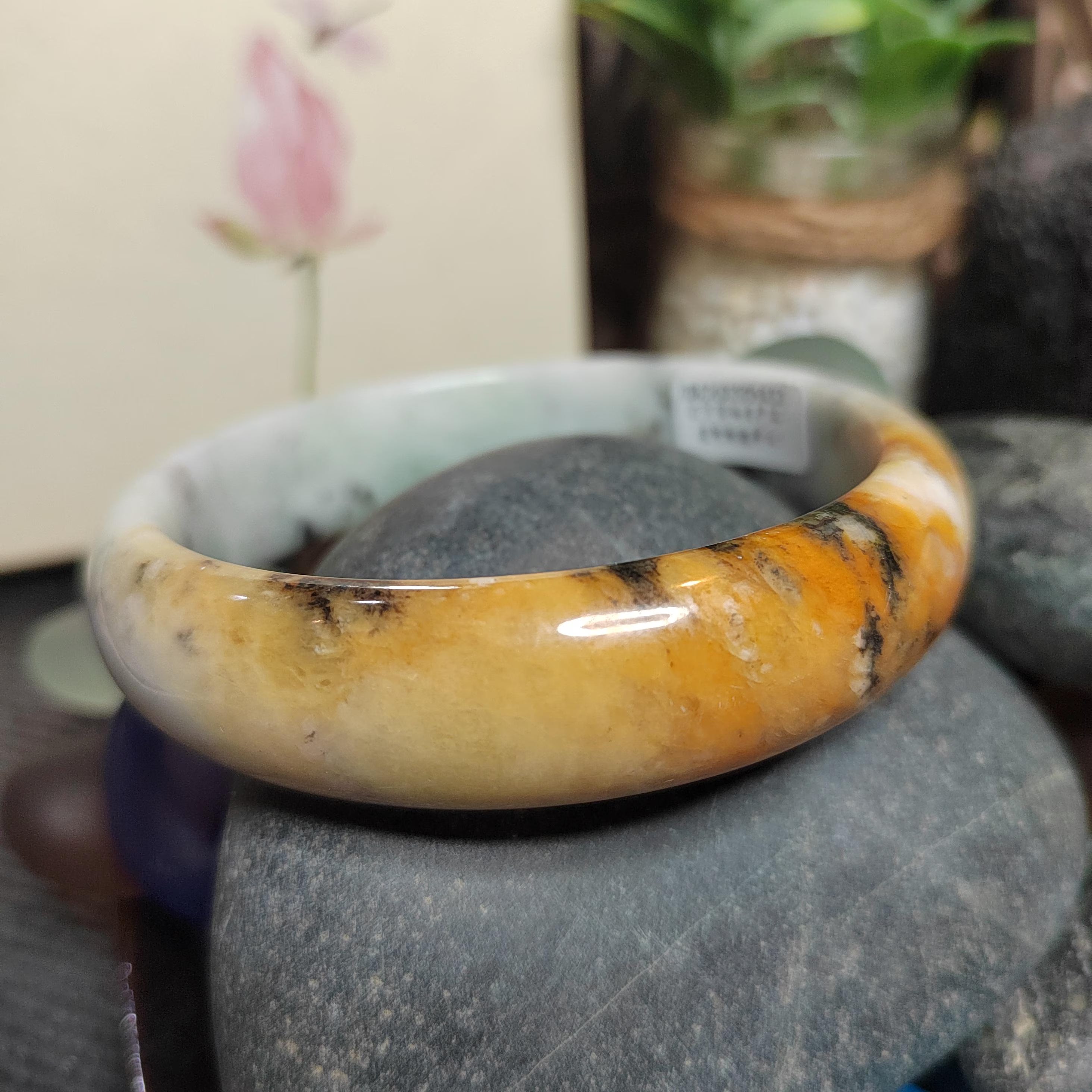 Certified Natural Xiuyan Jade Bangle “Ink & Amber Fortune” | Inner 64.8mm SL564 SL Precious