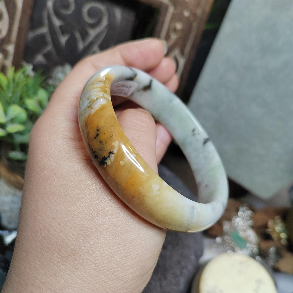 Certified Natural Xiuyan Jade Bangle “Ink & Amber Fortune” | Inner 64.8mm SL564 SL Precious