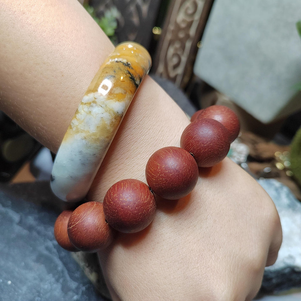 Certified Natural Xiuyan Jade Bangle “Ink & Amber Fortune” | Inner 64.8mm SL564 SL Precious