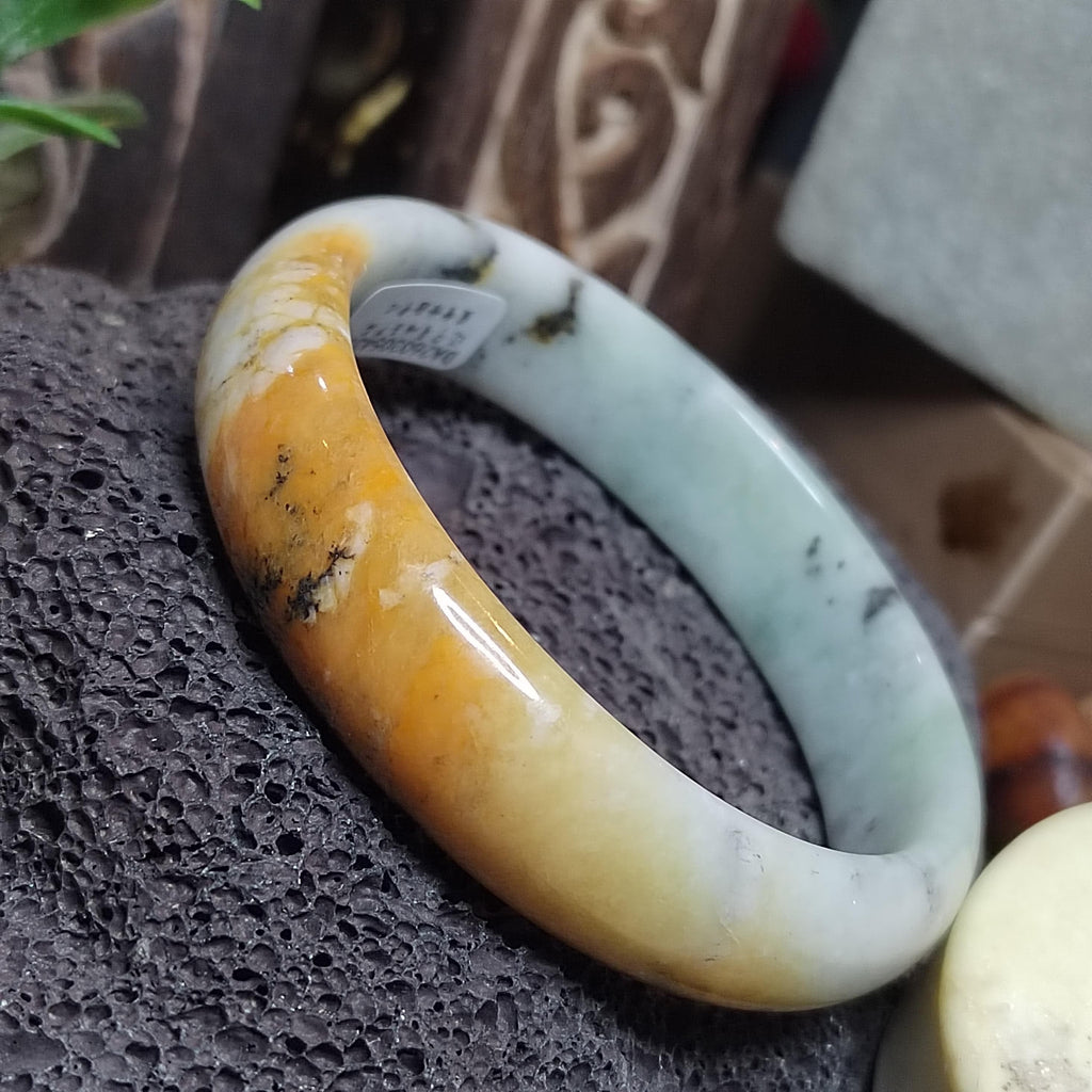 Certified Natural Xiuyan Jade Bangle “Ink & Amber Fortune” | Inner 64.8mm SL564 SL Precious