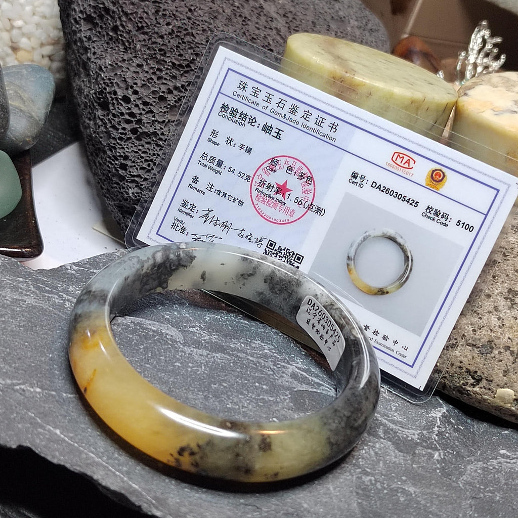 Certified Natural Xiuyan Jade Bangle “Amber Mist Glow” | Inner 57.1mm SL565 SL Precious