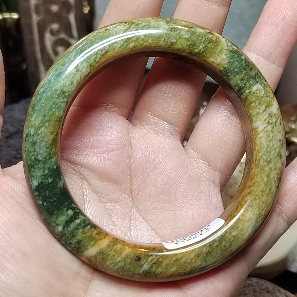 Certified Natural Xiuyan Jade Bangle “Celestial Clouds” | Inner 58.3 mm SL566 SL Precious