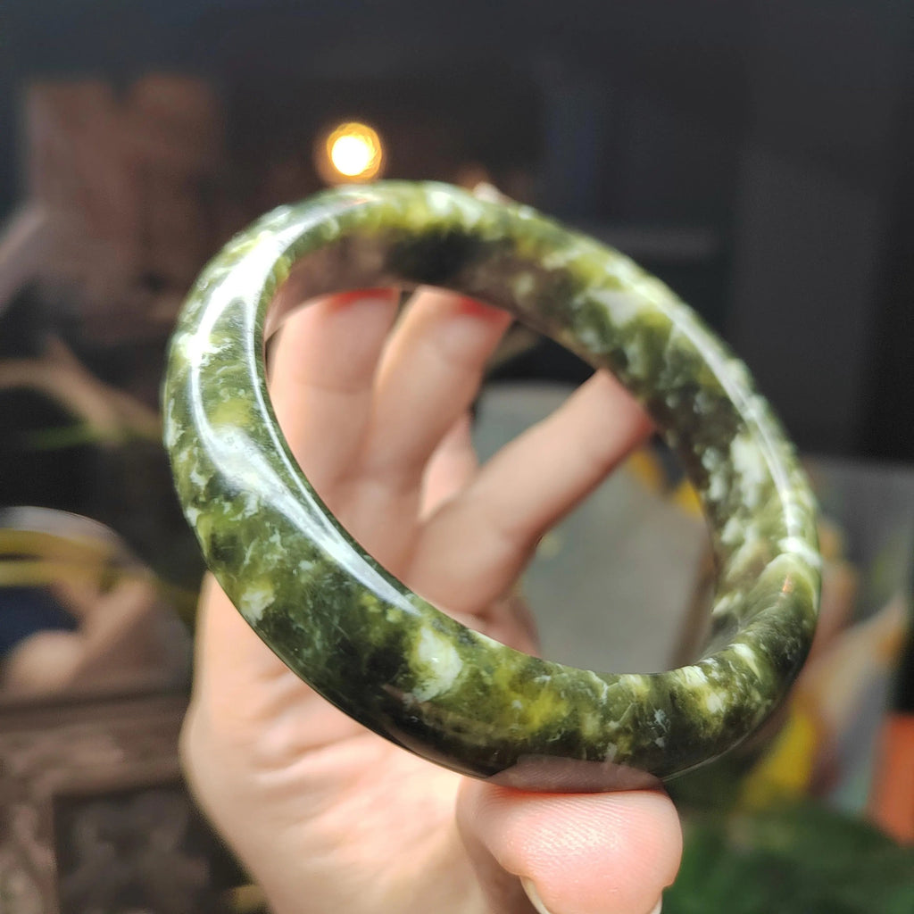 Certified Natural Xiuyan Jade Bangle “Ancient Forest” | Inner 61.7 mm SL567 SL Precious