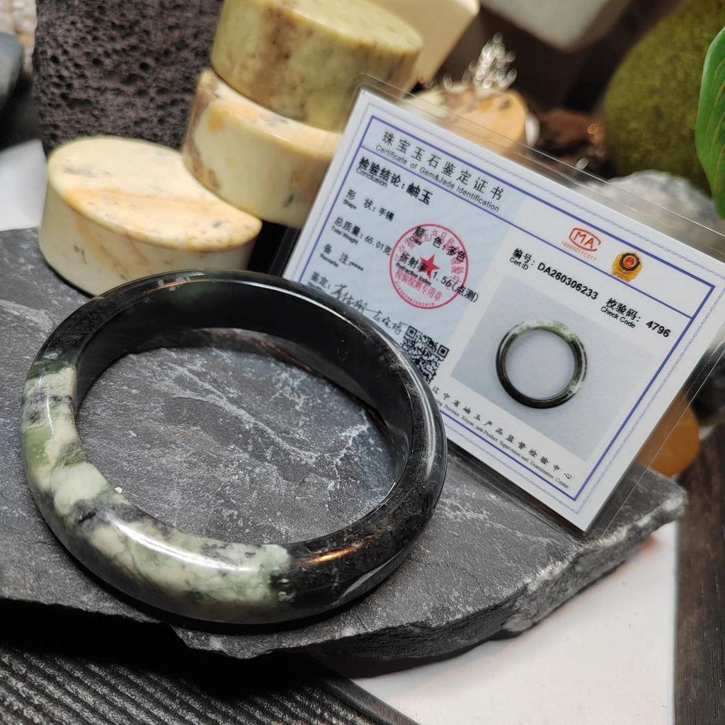 Collector’s Grade Xiuyan Jade Bangle “Cloud Veil Horizon” | 61.4 mm SL570 SL Precious